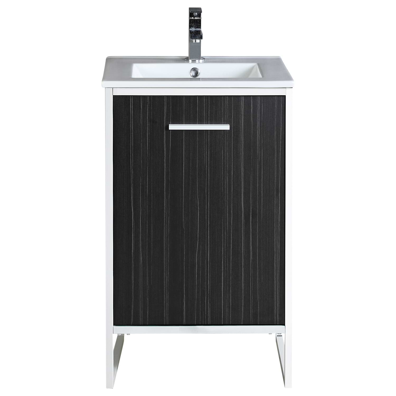 Oriel Black Grain 20" Single Vanity with Integrated White Top