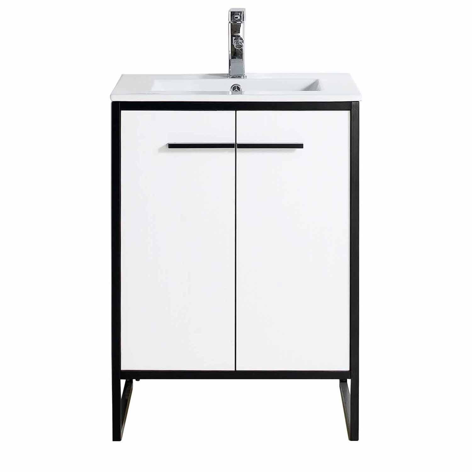 Oriel White Grain 24" Single Vanity with Integrated White Vanity Top