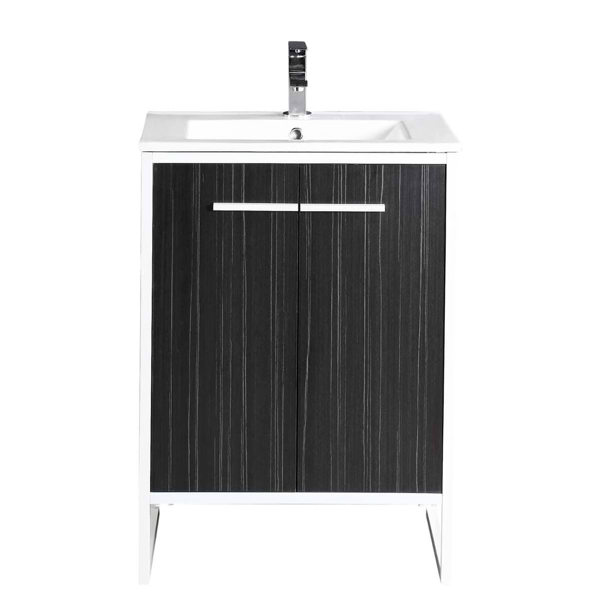 Oriel Black Grain 24" Single Vanity with Integrated White Top