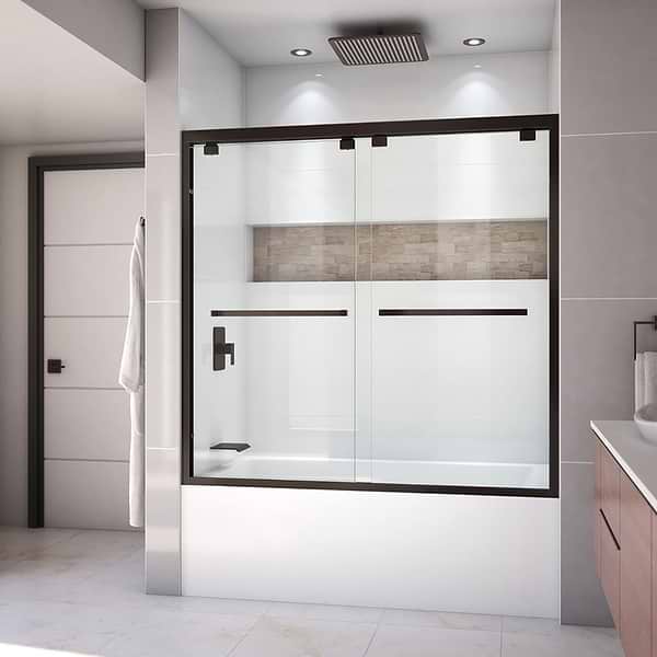 DreamLine Encore 60"x58" Reversible Sliding Bathtub Door with Clear Glass in Oil Rubbed Bronze