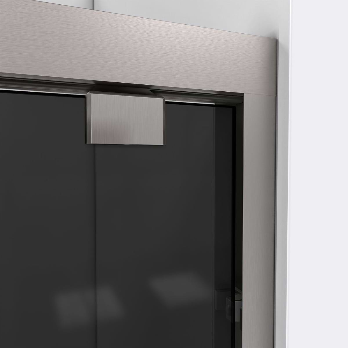 DreamLine Encore 60"x58" Reversible Sliding Bathtub Door with Smoke Gray Glass in Brushed Nickel