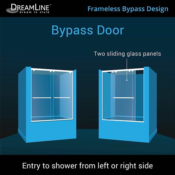 DreamLine Encore 60"x58" Reversible Sliding Bathtub Door with Clear Glass in Satin Black