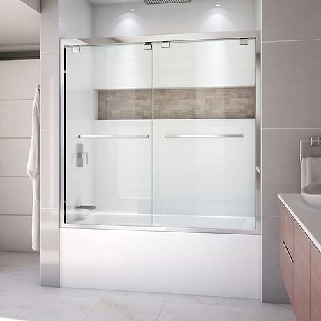 DreamLine Encore 60"x58" Reversible Sliding Bathtub Door with Clear Glass in Chrome