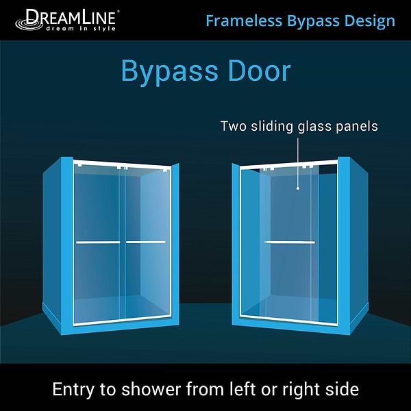 DreamLine Encore 60"x76" Reversible Sliding Shower Alcove Door with Clear Glass in Brushed Nickel