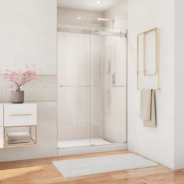 DreamLine Essence 48"x76" Reversible Sliding Shower Alcove Door with Clear Glass in Brushed Nickel