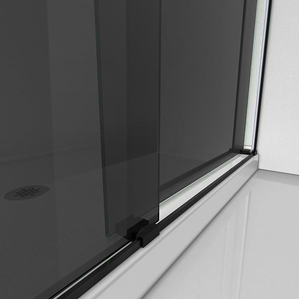 DreamLine Essence 48"x76" Reversible Sliding Shower Alcove Door with Smoke Gray Glass in Satin Black