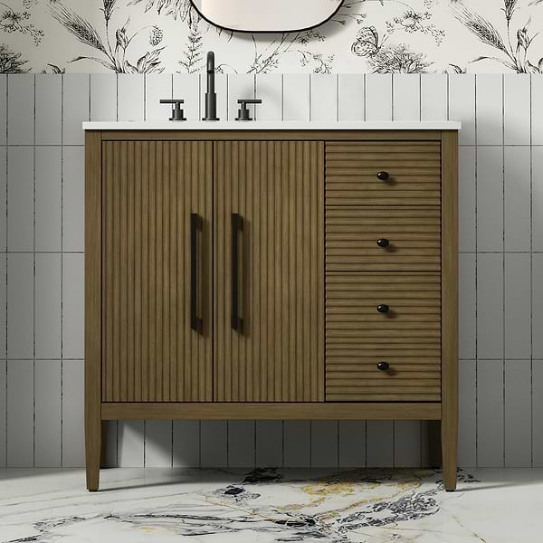 Juelle Hazel Oak 36" Single Vanity with Cultured Marble Top