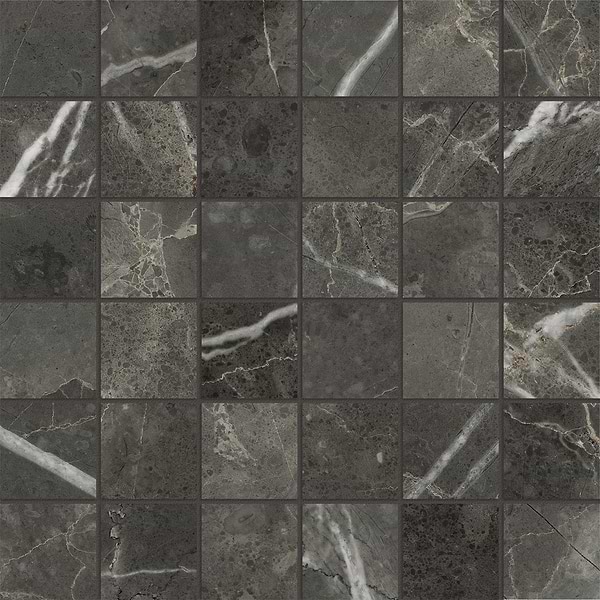 Marvelle Carbon Black 2x2 Matte Ceramic Mosaic Tile in Black, View 1