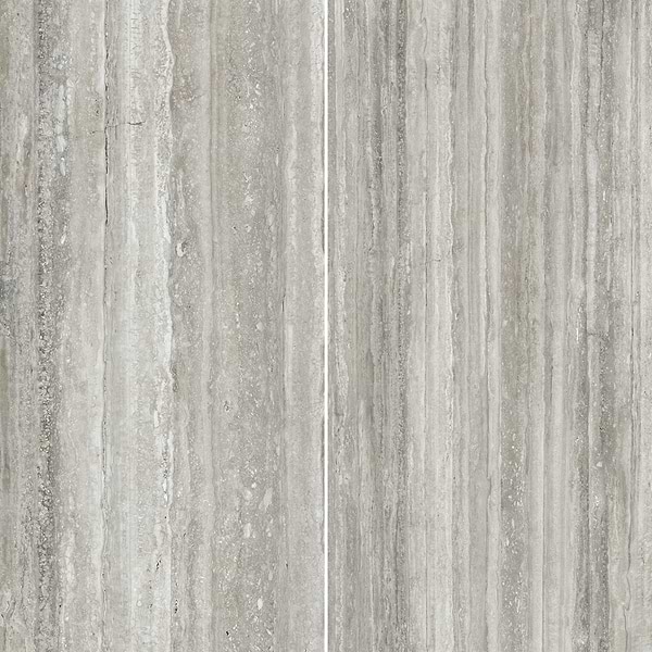 Luminere Travertino Instrata Gray 24x48 Polished Porcelain Tile in Gray, View 1