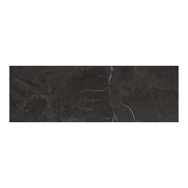 Luminere Nero Venato Black 4x12 Polished Porcelain Tile