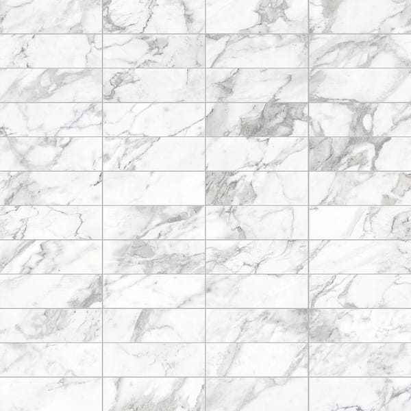 Luminere Arabescato White 4x12 Polished Porcelain Tile in White, View 1