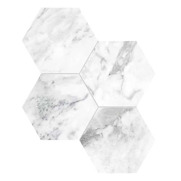 Luminere Arabescato White 6" Hexagon Polished Porcelain Mosaic Tile in White, View 1