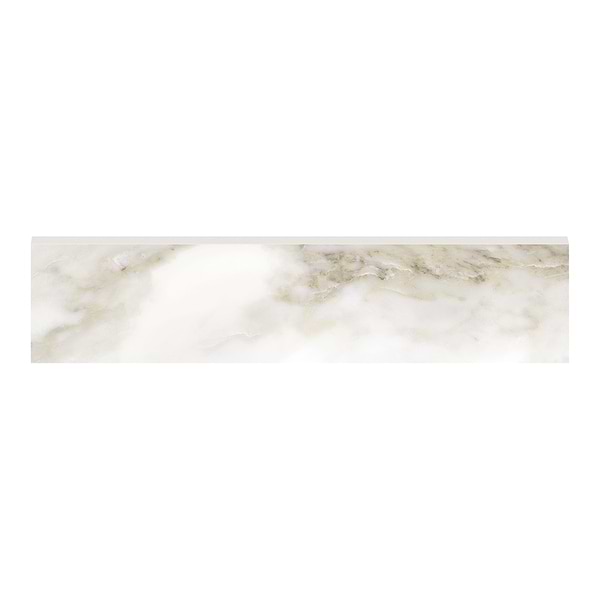 Luminere Calacatta Paonazzo White 3x12 Polished Porcelain Bullnose in White, View 1