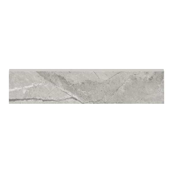 Luminere Paradiso Argento Gray 3x12 Polished Porcelain Bullnose in Gray, View 1