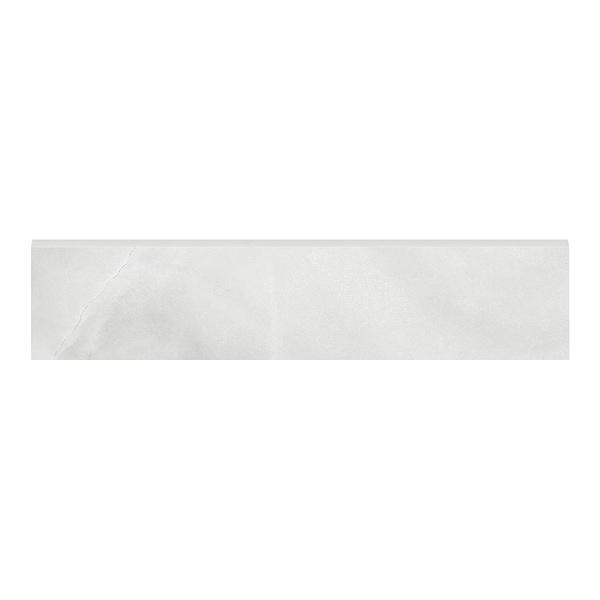 Luminere Onyx Nuvolato White 3x12 Matte Porcelain Bullnose in White, View 1