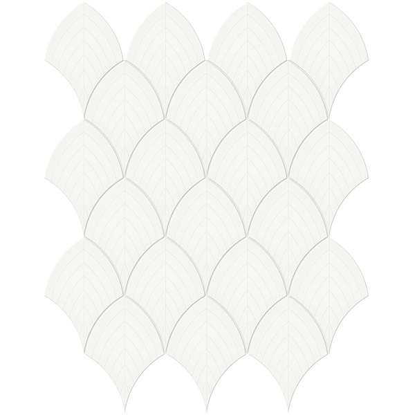 Palette Canvas White 4x3 Glossy Scallop Ceramic Mosaic Tile in Warm White, View 1