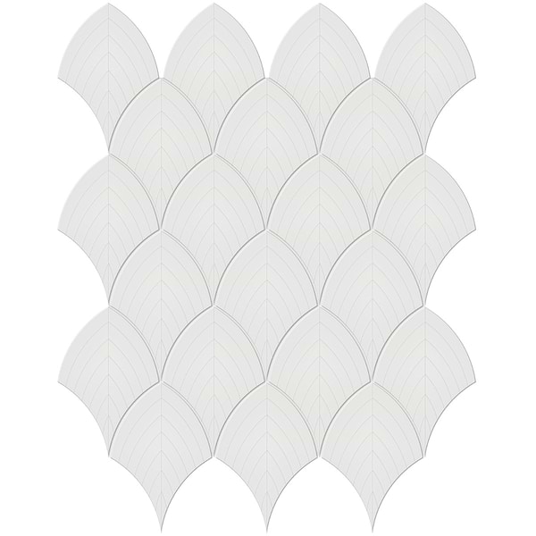 Palette Vintage Gray 4x3 Glossy Scallop Ceramic Mosaic Tile in Light Gray, View 1