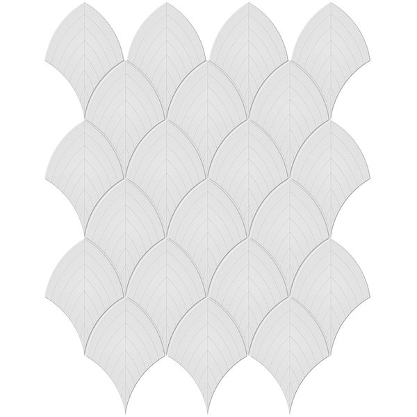 Palette Gallery Gray 4x3 Glossy Scallop Ceramic Mosaic Tile in Light Gray, View 1