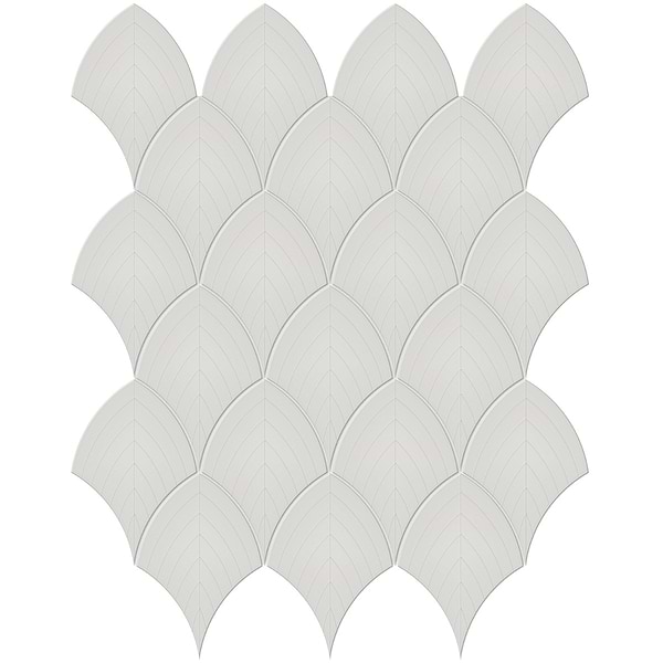 Palette Halo Gray 4x3 Glossy Scallop Ceramic Mosaic Tile in Greige, View 1