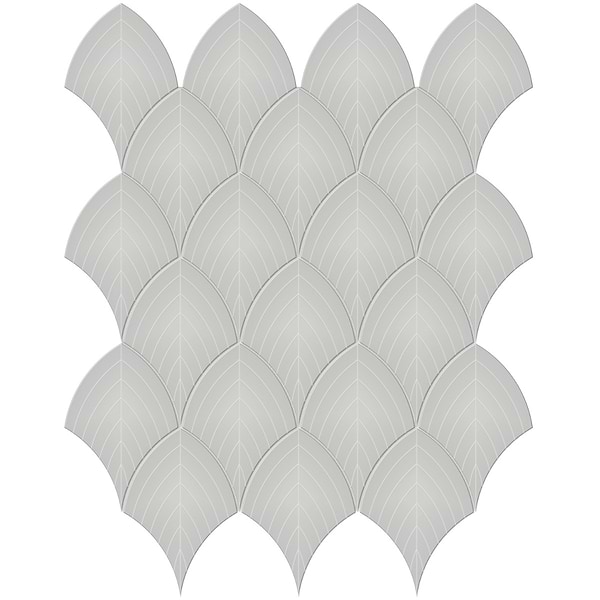 Palette Loft Gray 4x3 Glossy Scallop Ceramic Mosaic Tile in Gray, View 1