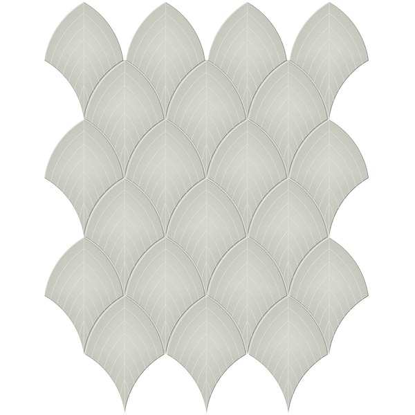 Palette Soft Sage Green 4x3 Glossy Scallop Ceramic Mosaic Tile in Sage Green, View 1