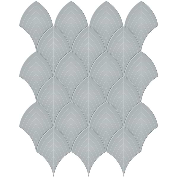Palette Cloud Blue 4x3 Glossy Scallop Ceramic Mosaic Tile in Blue Gray, View 1