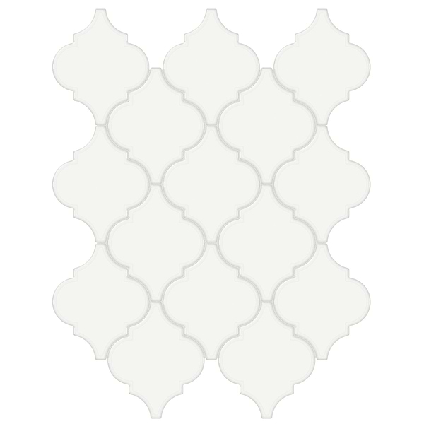 Palette Canvas White 4x3 Glossy Arabesque Ceramic Mosaic Tile in Warm White, View 1