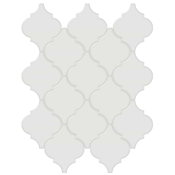Palette Vintage Gray 4x3 Glossy Arabesque Ceramic Mosaic Tile in Light Gray, View 1
