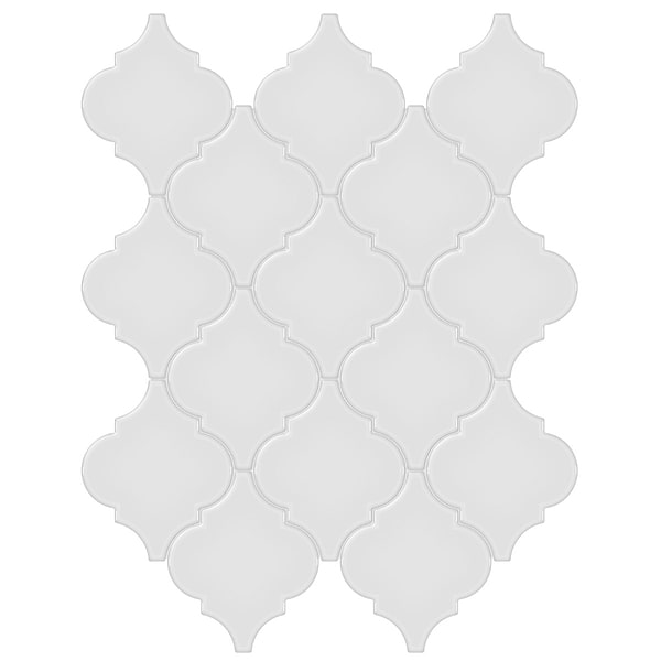 Palette Gallery Gray 4x3 Glossy Arabesque Ceramic Mosaic Tile in Light Gray, View 1