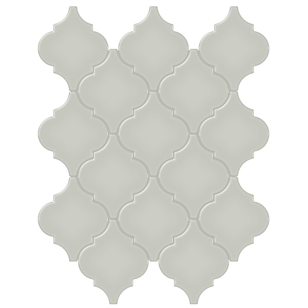 Palette Soft Sage Green 4x3 Glossy Arabesque Ceramic Mosaic Tile in Sage Green, View 1