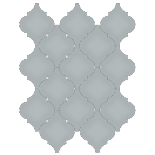 Palette Cloud Blue 4x3 Glossy Arabesque Ceramic Mosaic Tile in Blue Gray, View 1
