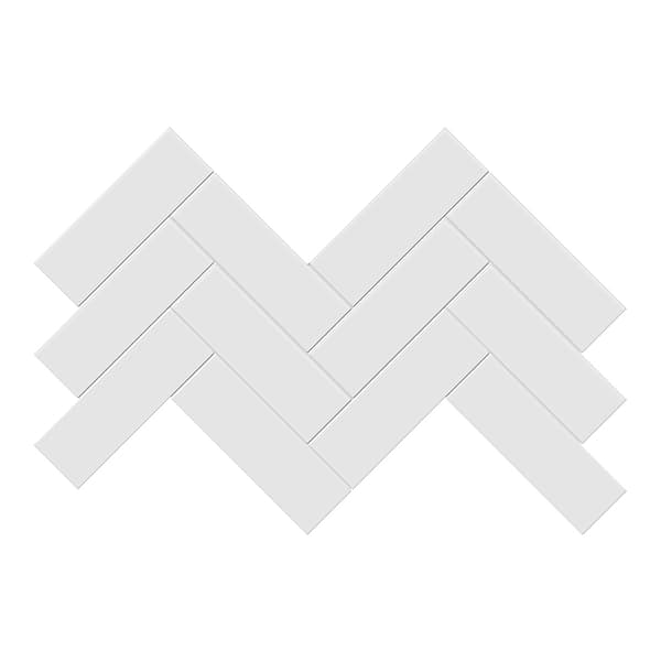 Palette Vintage Gray 2x6 Herringbone Glossy Ceramic Mosaic Tile in Light Gray, View 1