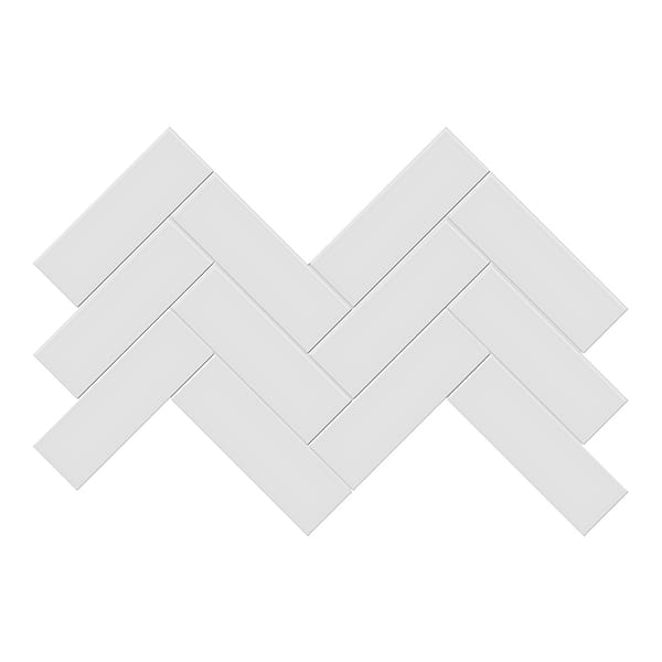 Palette Gallery Gray 2x6 Herringbone Glossy Ceramic Mosaic Tile in Light Gray, View 1