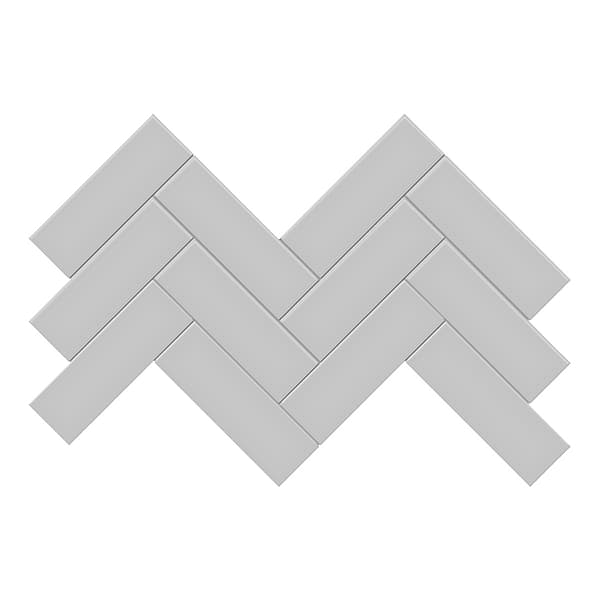 Palette Loft Gray 2x6 Herringbone Glossy Ceramic Mosaic Tile in Gray, View 1