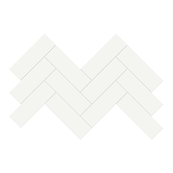 Palette Canvas White 2x6 Herringbone Matte Ceramic Mosaic Tile in Warm White, View 1