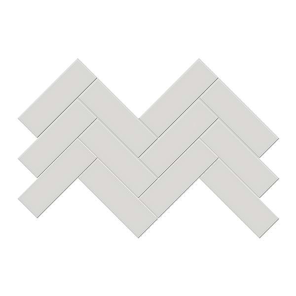 Palette Halo Gray 2x6 Herringbone Matte Ceramic Mosaic Tile in Greige, View 1