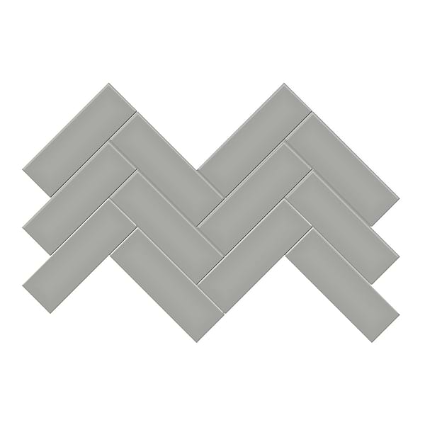Palette Cement Chic Gray 2x6 Herringbone Matte Ceramic Mosaic Tile in Dark Gray, View 1