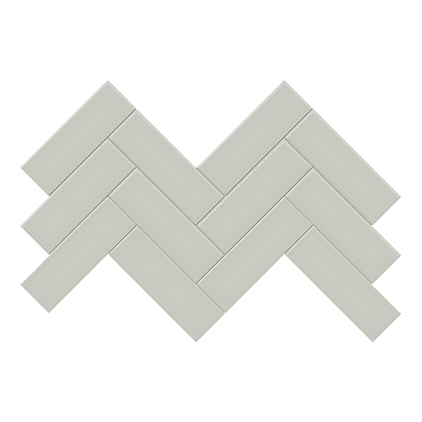 Palette Soft Sage Green 2x6 Herringbone Matte Ceramic Mosaic Tile in Sage Green, View 1