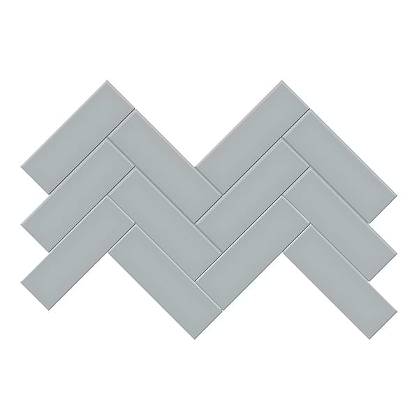 Palette Cloud Blue 2x6 Herringbone Matte Ceramic Mosaic Tile in Blue Gray, View 1