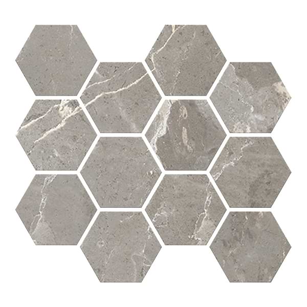 Definite Dark Gray 3x3 Hexagon Matte Porcelain Mosaic Tile in Dark Gray, View 1
