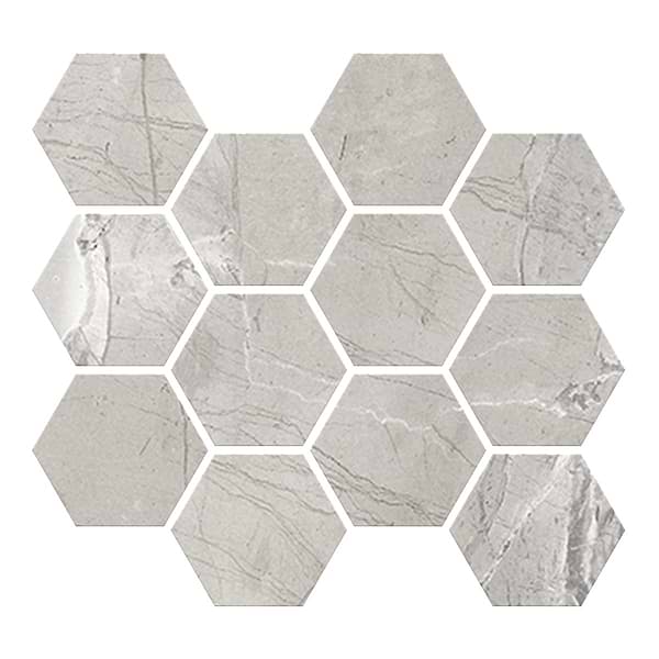 Definite Light Gray 3x3 Hexagon Matte Porcelain Mosaic Tile in Light Gray, View 1