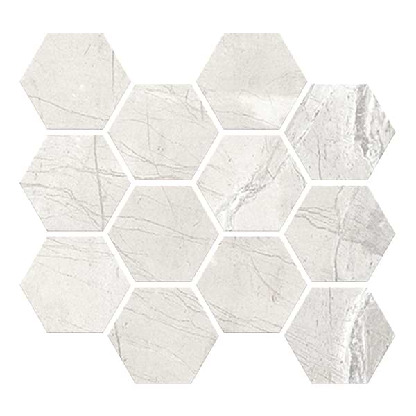 Definite White 3x3 Hexagon Matte Porcelain Mosaic Tile in White, View 1