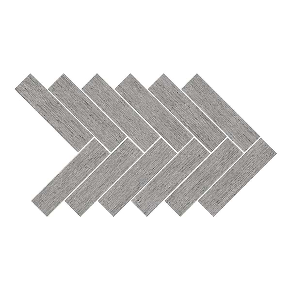 Textiles Quilt Gray 10x24 Herringbone Matte Porcelain Mosaic Tile in Dark Gray, View 1
