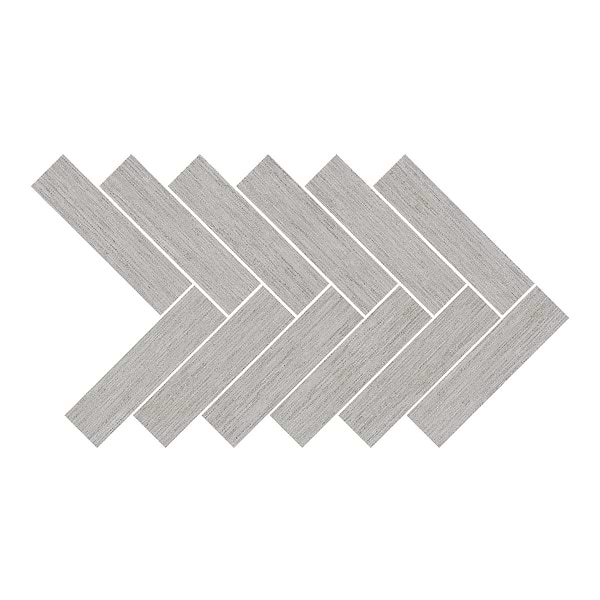 Textiles Wool Gray 10x24 Herringbone Matte Porcelain Mosaic Tile in Gray, View 1