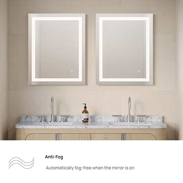Estra Silver 24x30" Rectangle LED Mirror in Silver, View 8, open zoomed image