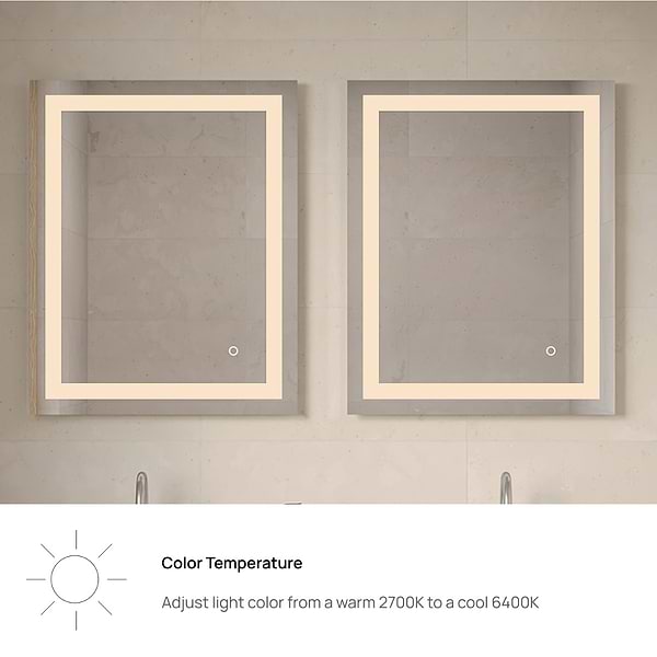Estra Silver 24x30" Rectangle LED Mirror in Silver, View 7, open zoomed image