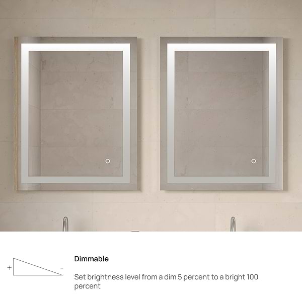 Estra Silver 24x30" Rectangle LED Mirror in Silver, View 6, open zoomed image