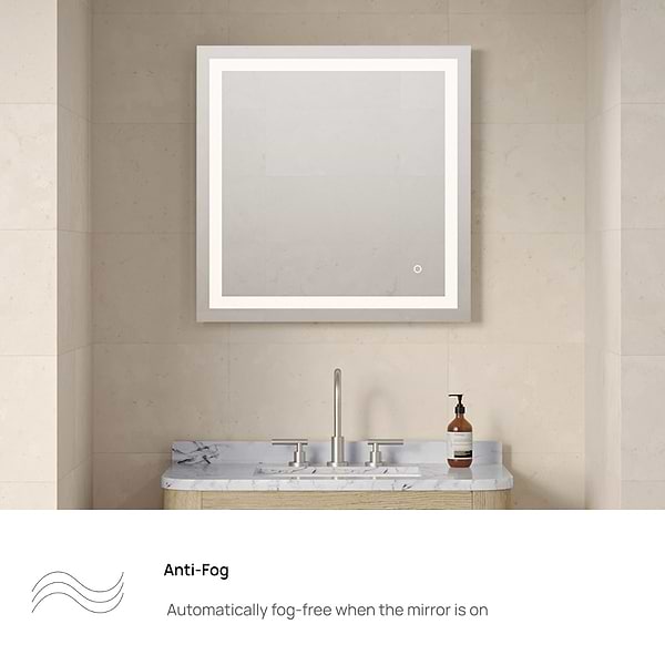 Estra Silver 30x30" Square LED Mirror in Silver, View 8, open zoomed image