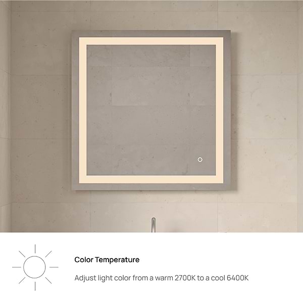 Estra Silver 30x30" Square LED Mirror in Silver, View 7, open zoomed image