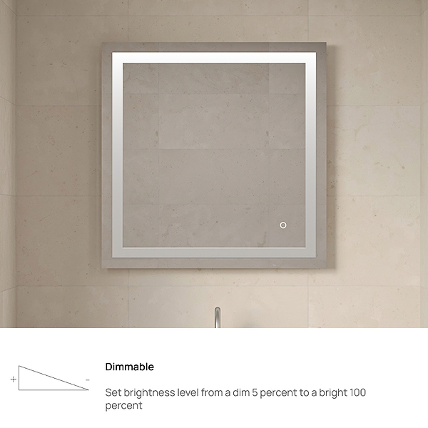 Estra Silver 30x30" Square LED Mirror in Silver, View 6, open zoomed image